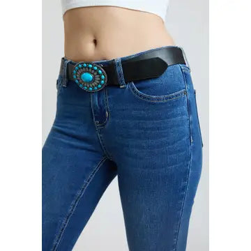Women’s Mid Rise Belted Bootcut Jeans – Classic Fit with Removable Belt