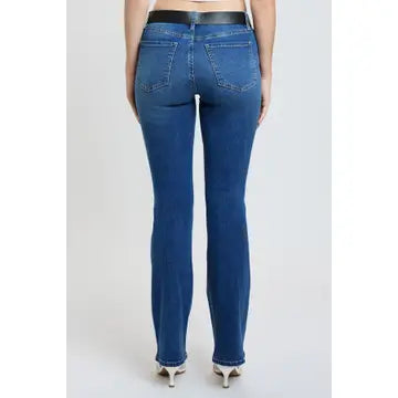 Women’s Mid Rise Belted Bootcut Jeans – Classic Fit with Removable Belt