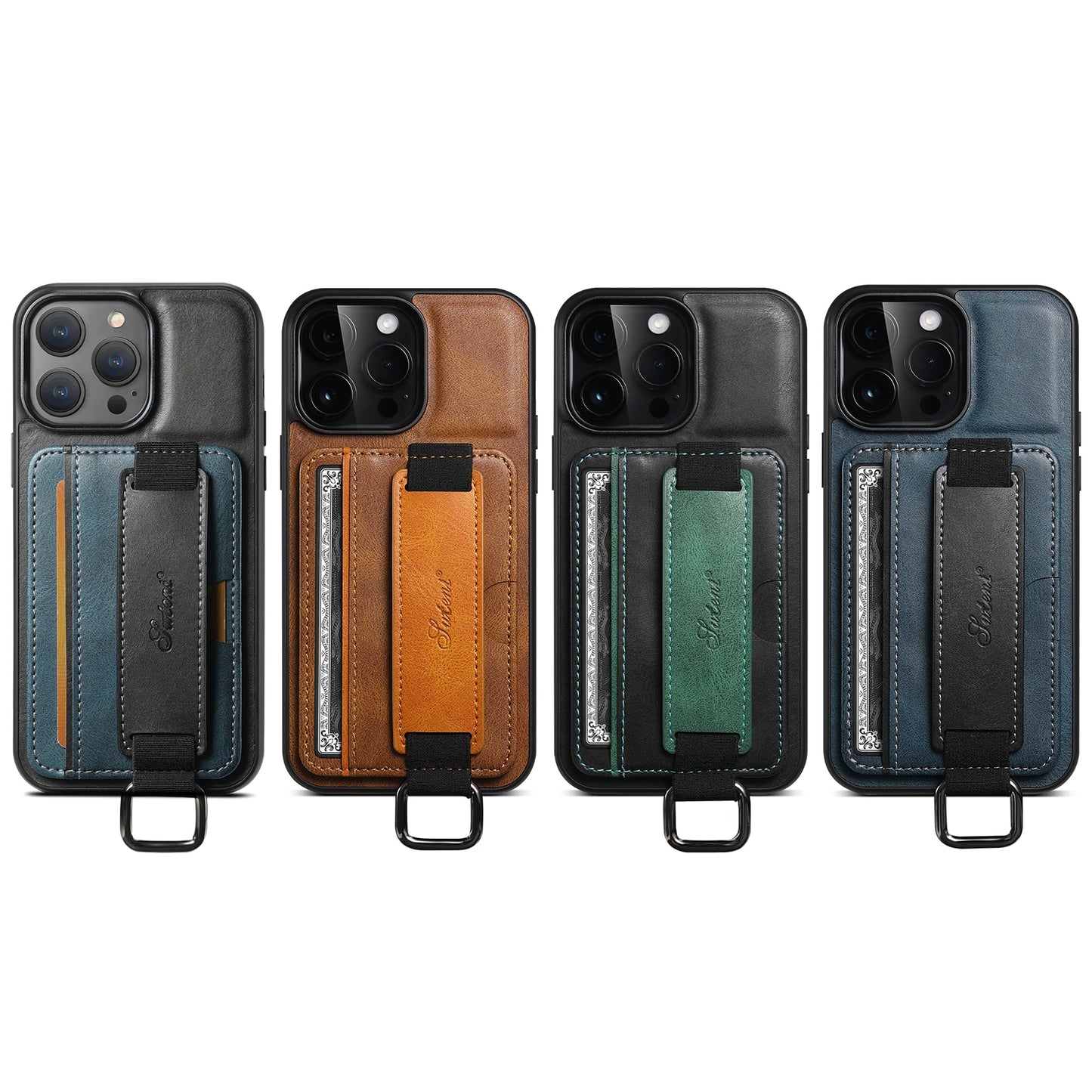 Wrist strap Leather Wallet Phone Case For iPhone