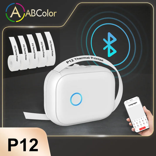 P12 Self-adhesive Thermal Label Printer Portable Wireless Bluetooth Label Maker